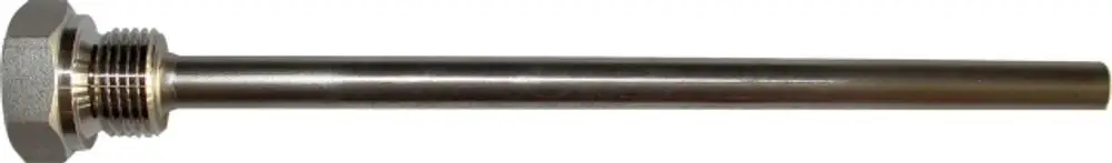 Tauchrohr aus Metall mit Außengewinde, geeignet für die Montage von Kabelfühlern. Produkt von Wolf.